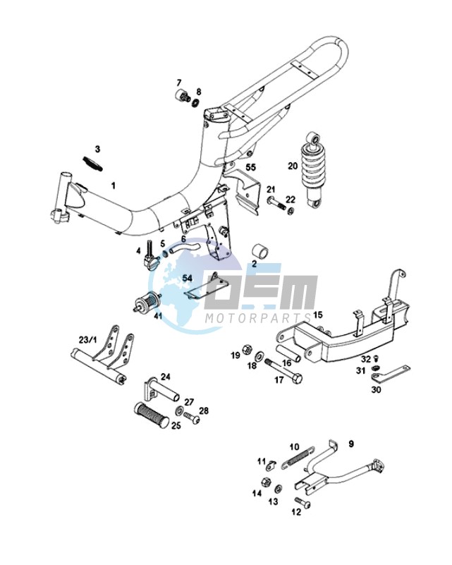 Frame-rear fork-central stand