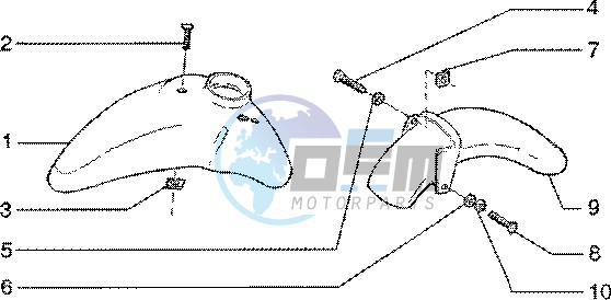 Front and rear mudguard