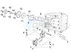 Beverly 500 (USA) USA drawing Camshaft - Rocking levers support unit