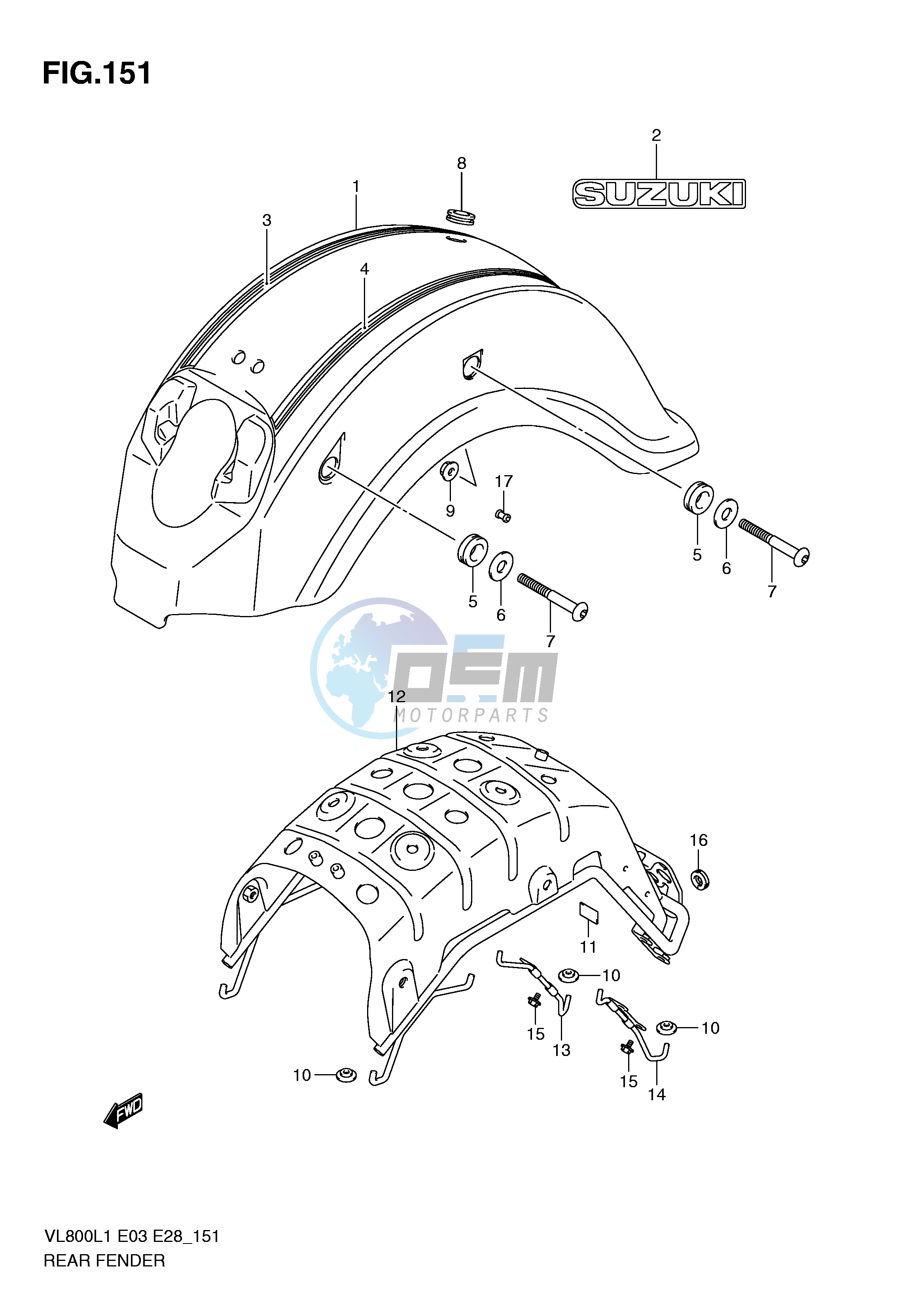 REAR FENDER (VL800TL1 E3)