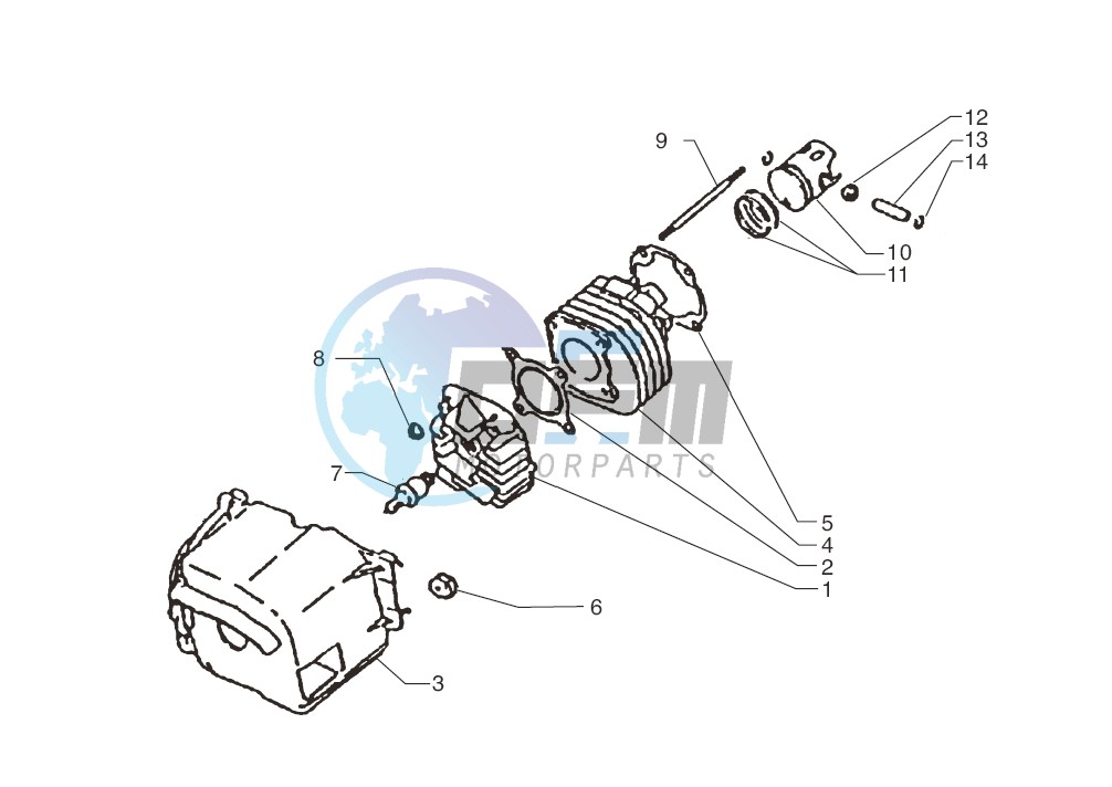 Cylinder-piston-wrist pin assy.