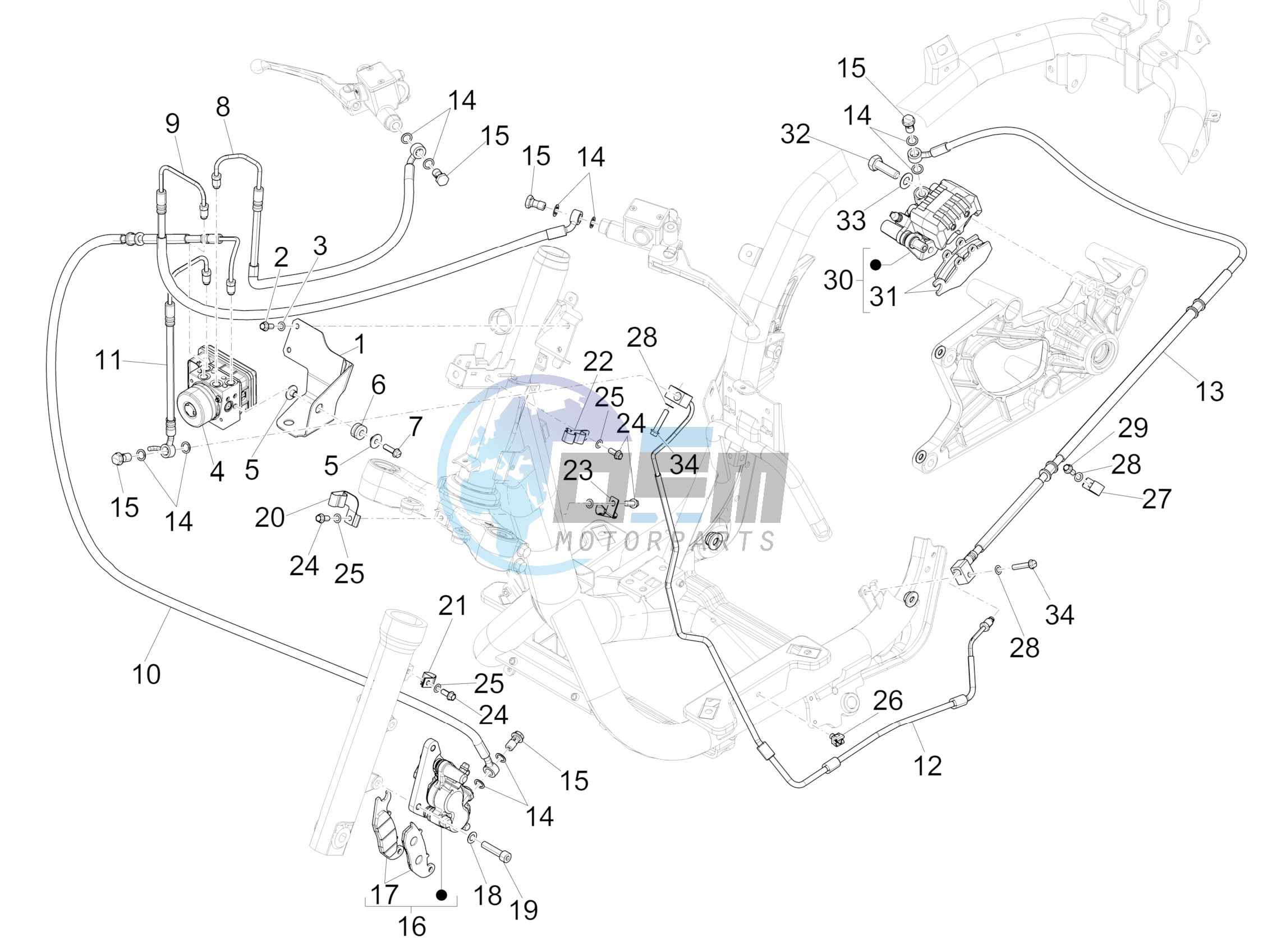 Brakes pipes - Calipers (ABS)