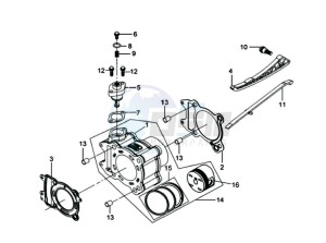 GTS 300 EFI drawing CYLINDER MET PISTON / CYLINDER GASKETS TOP AND BOTTOM