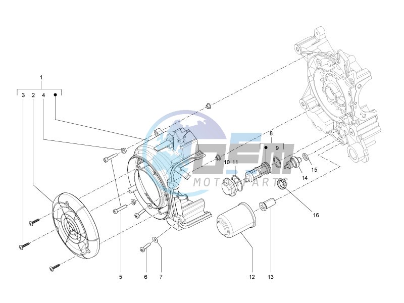 Flywheel magneto cover - Oil filter