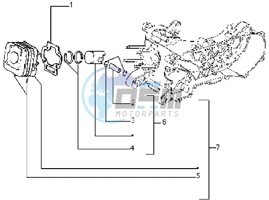 Cylinder-piston-wrist pin assy