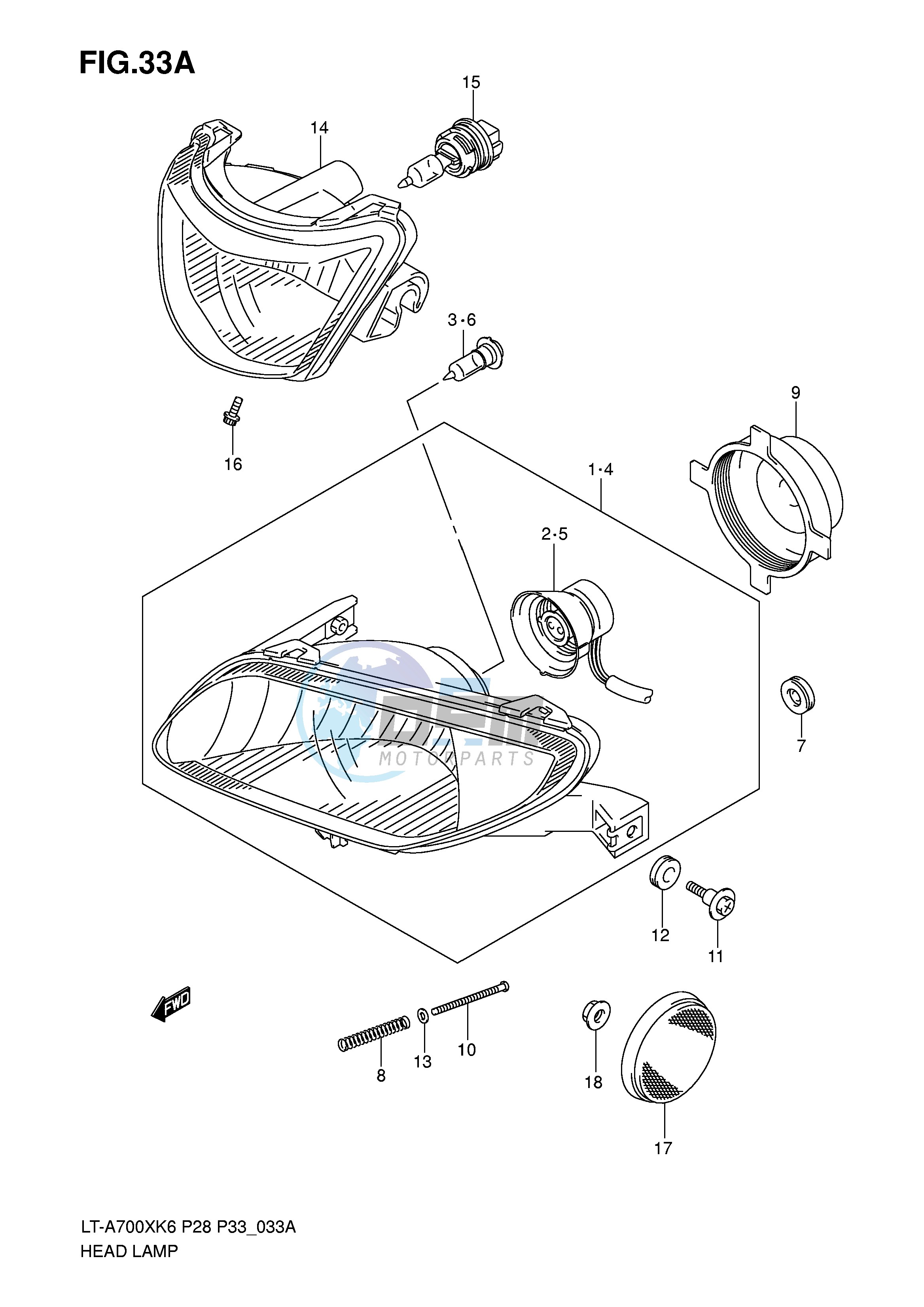 HEADLAMP (MODEL K6 F.NO.5SAAP41A 67110001~)