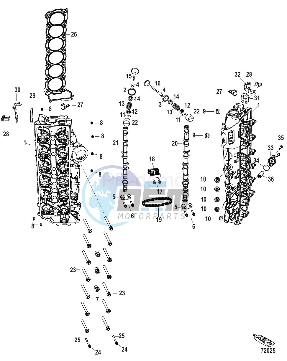 Cylinder Head and Camshaft Serial 3B332191 and Below