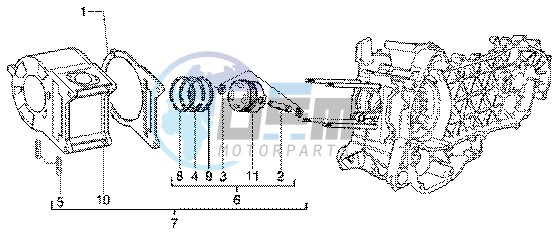 Cylinder-piston-wrist pin assy