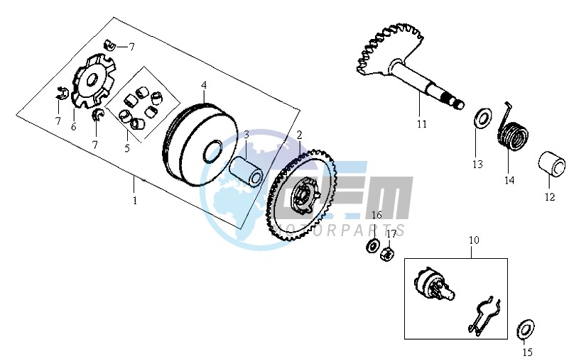 DRIVE PULLEY - GEARED SHAFT