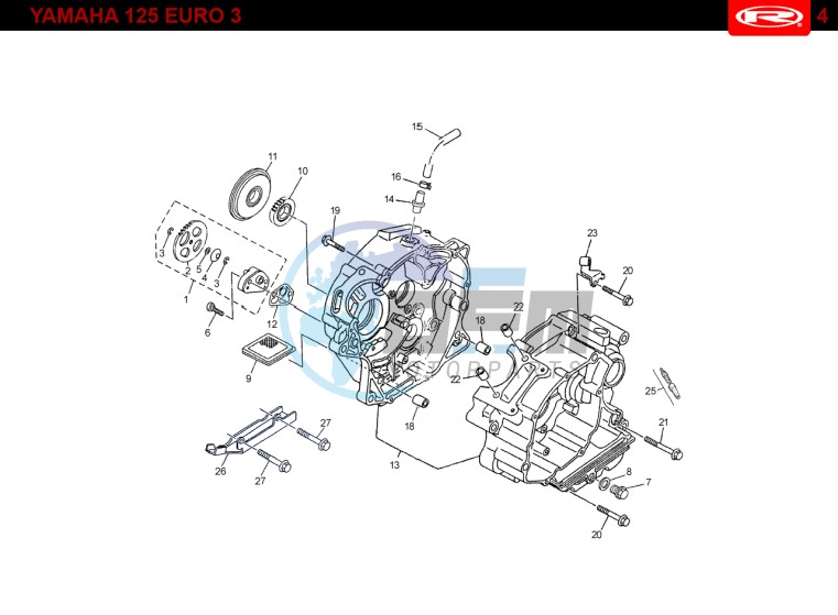 CRANKCASE  Yamaha 125 EURO-3