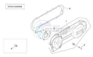 SR 50 H2O Di-Tech AND carb drawing Transmission cover (Ditech)