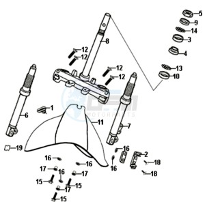 ALLO 50 45 KM/H L6 drawing FRONT FORK/ FRONT FENDER / STEERING HEAD BEARING