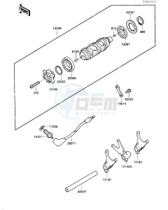 VN 750 A [VULCAN 750] (A2-A5) [VULCAN 750] drawing GEAR CHANGE DRUM_SHIFT FORK-- S- -