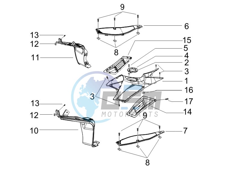 Central cover - Footrests