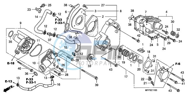 LEFT REAR COVER/WATER PUM P