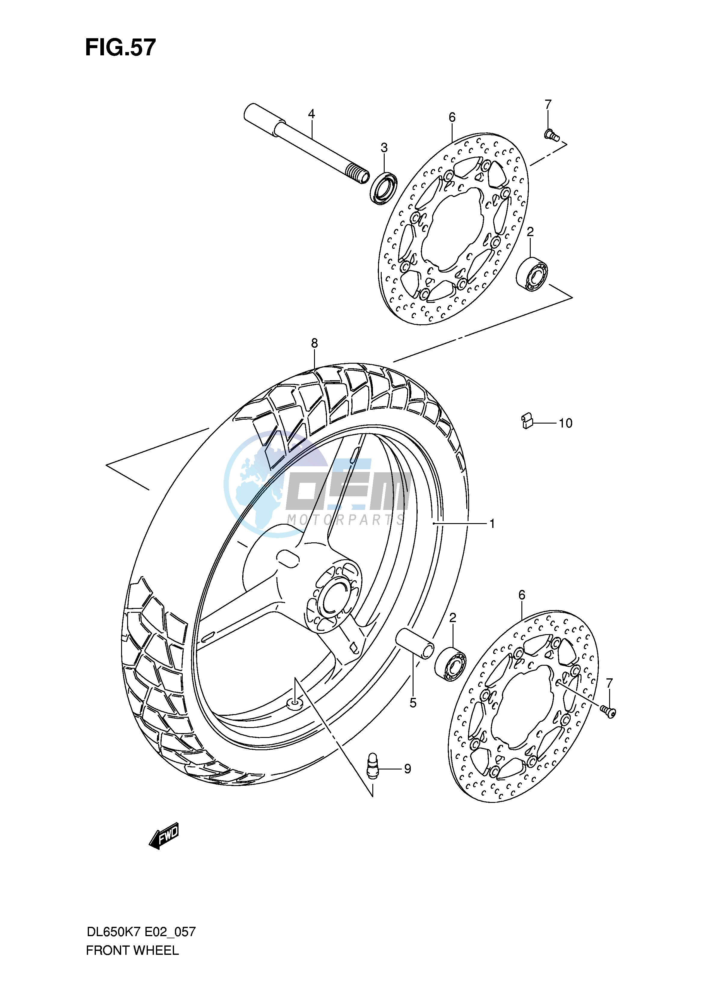 FRONT WHEEL (DL650K7 K8 K9 L0 UEL0)