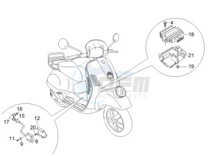 GTV 125 4T (Euro 3) UK drawing Voltage Regulators -ECU - H.T. Coil