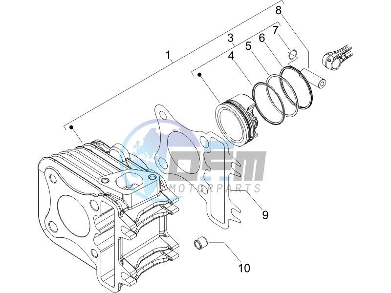 Cylinder-piston-wrist pin unit