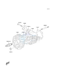 KDX 50 A (A1-A3) drawing CYLINDER HEAD_CYLINDER