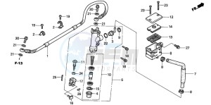 VTR1000F SUPER HAWK drawing REAR BRAKE MASTER CYLINDER