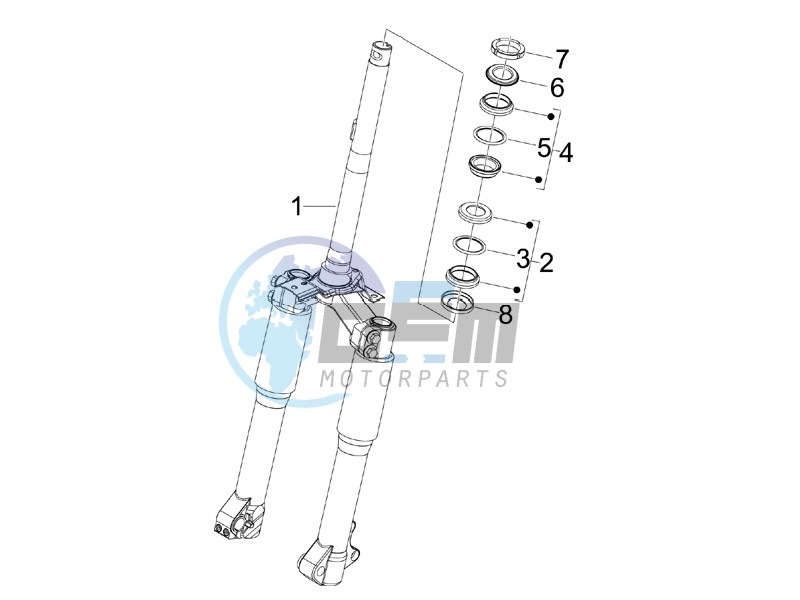 Fork/steering tube - Steering bearing unit