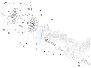 LIBERTY 125 IGET 4T 3V IE E4 ABS (EMEA) drawing Flywheel magneto cover - Oil filter