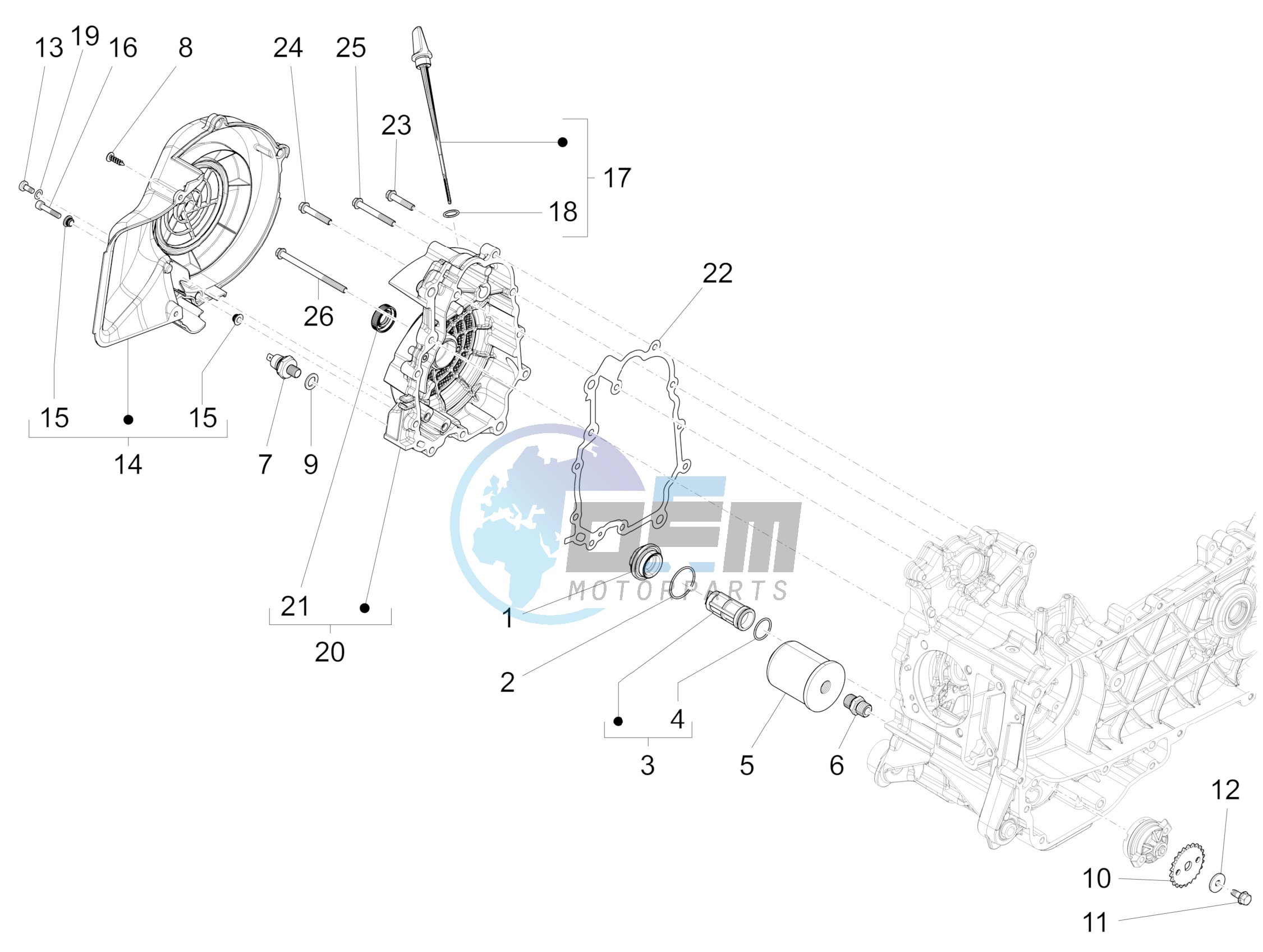 Flywheel magneto cover - Oil filter