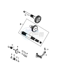 DJANGO 125 SPORT drawing DRIVE SHAFTS / KICKSTARTER