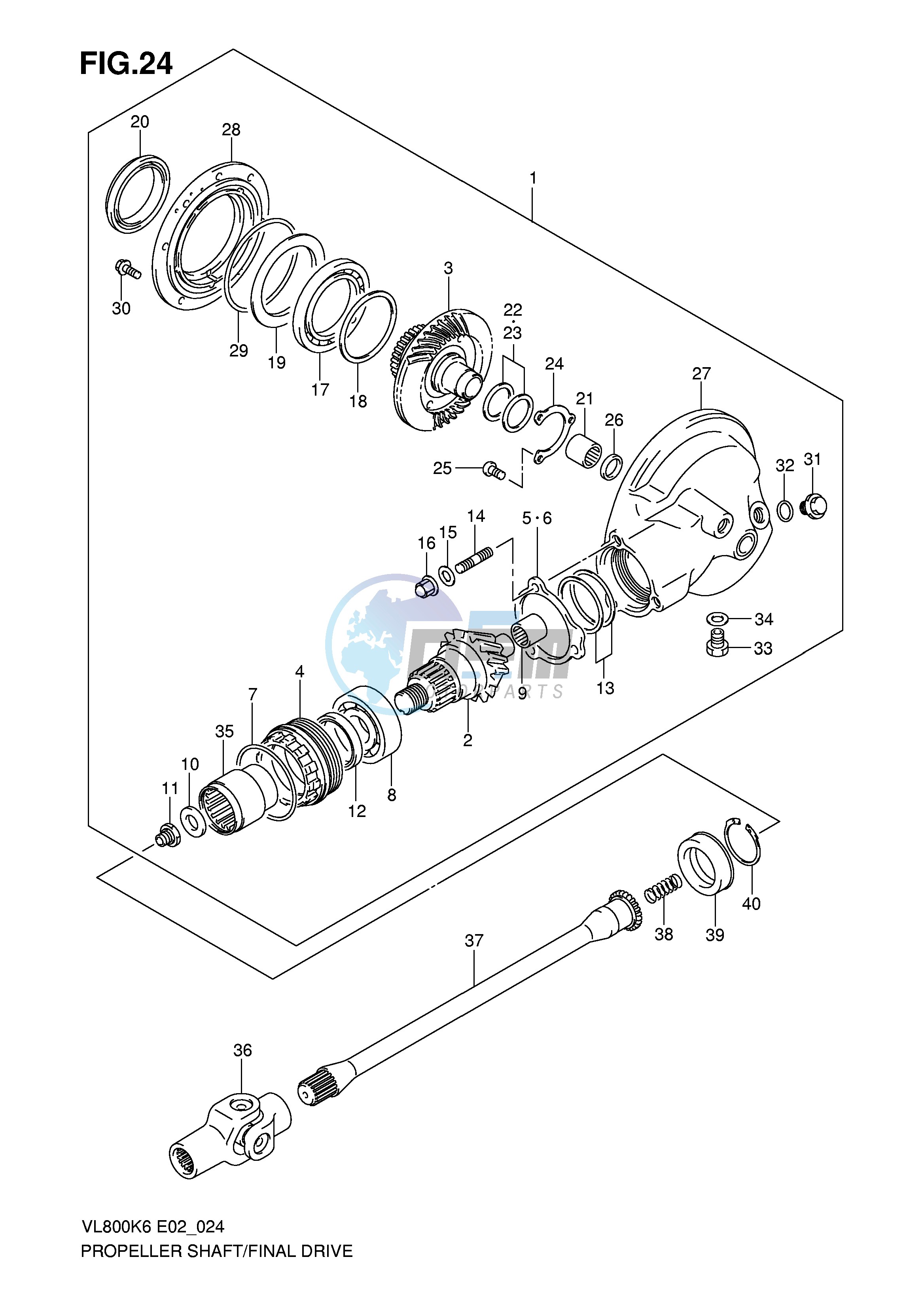 PROPELLER SHAFT - FINAL DRIVE GEAR (SEE NOTE)