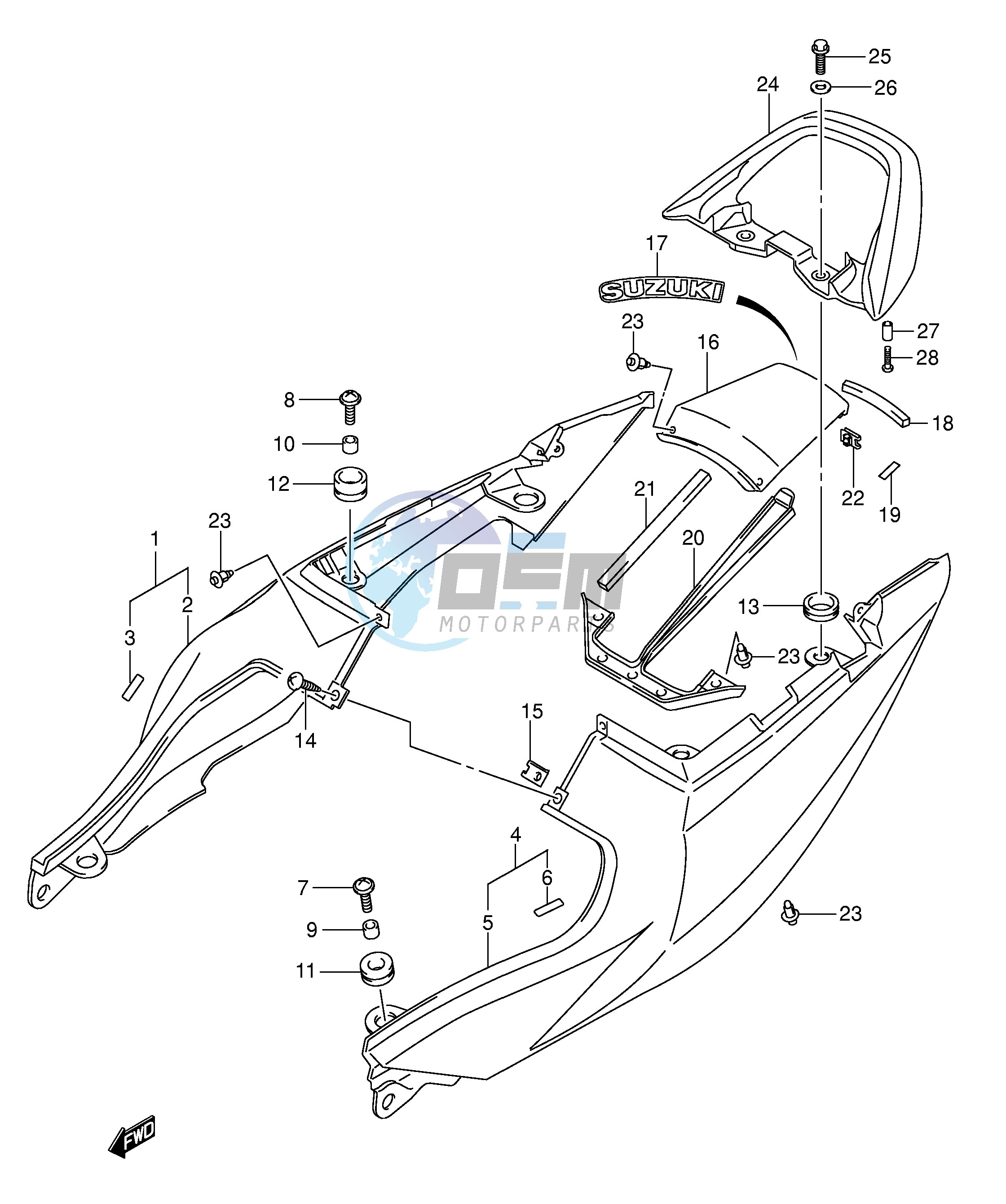 SEAT TAIL COVER (SV1000SK3 S1K3 S2K3)