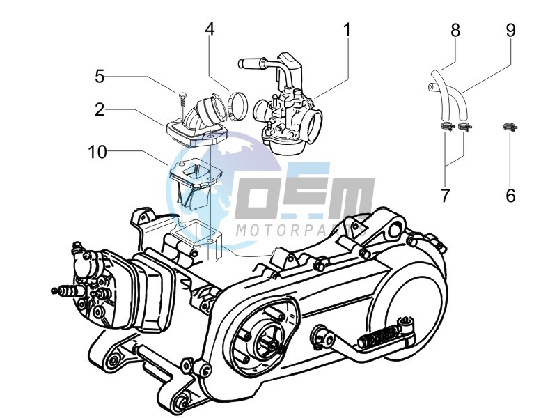 Carburettor assembly - Union pipe