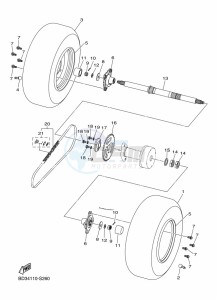 YFM90R (BD3J) drawing REAR AXLE & WHEEL