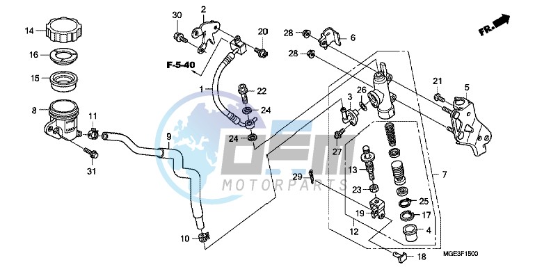 RR. BRAKE MASTER CYLINDER