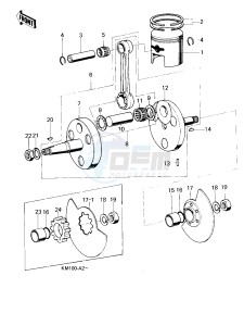 KM 100 A (A1 till A7) drawing CRANKSHAFT_PISTON_ROTARY VALVE