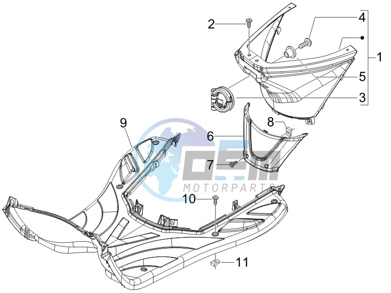 Central cover - Footrests