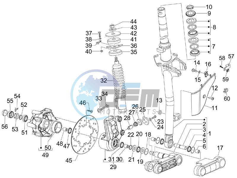 Fork - steering tube - Steering bearing unit