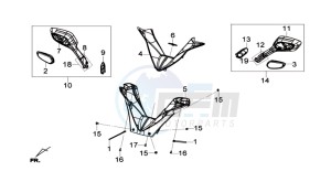 GTS 300 I drawing HEAD LIGHT COVER / SPEEDOMETER COWL / DASHBOARD