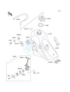 KLX 300 A [KLX300R] (A6F-A7A) A6F drawing FUEL TANK