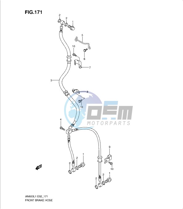 FRONT BRAKE HOSE (AN650L1 E19)