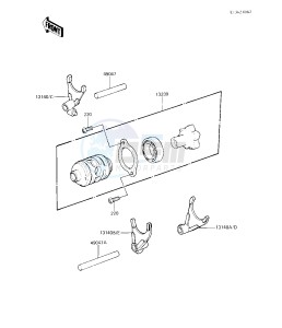 KX 125 B [KX125] (B1-B2) [KX125] drawing GEAR CHANGE DRUM & FORKS