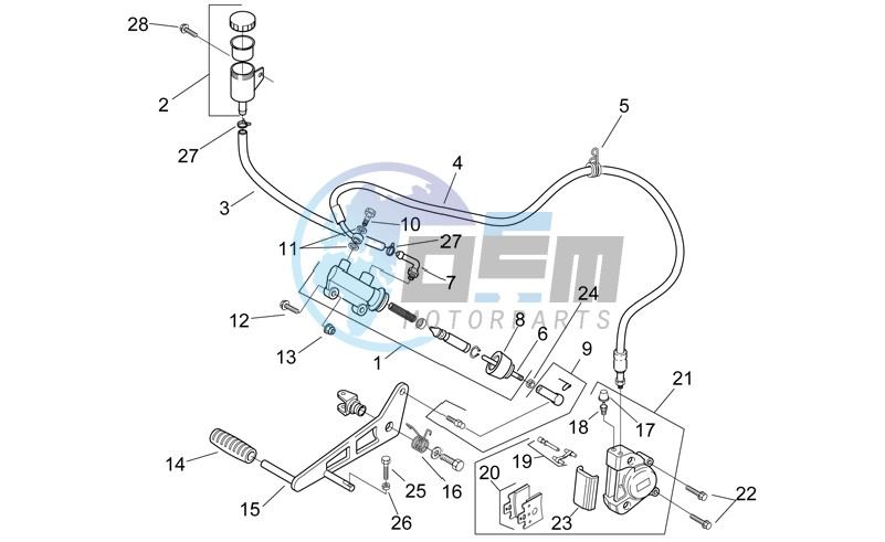 Rear master brake cylinder