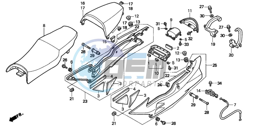 SEAT/REAR COWL (VFR750FR/FS/FT/FV)