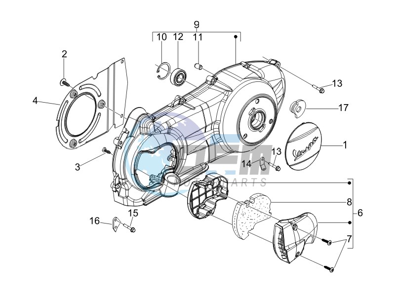 Crankcase cover and cooling