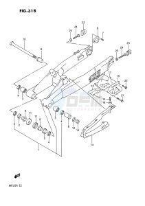 RM125 (E2) drawing REAR SWINGING ARM (MODEL M)