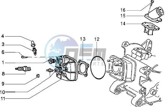 Cylinder head - Induction pipe (Vehicle with rear hub brake)