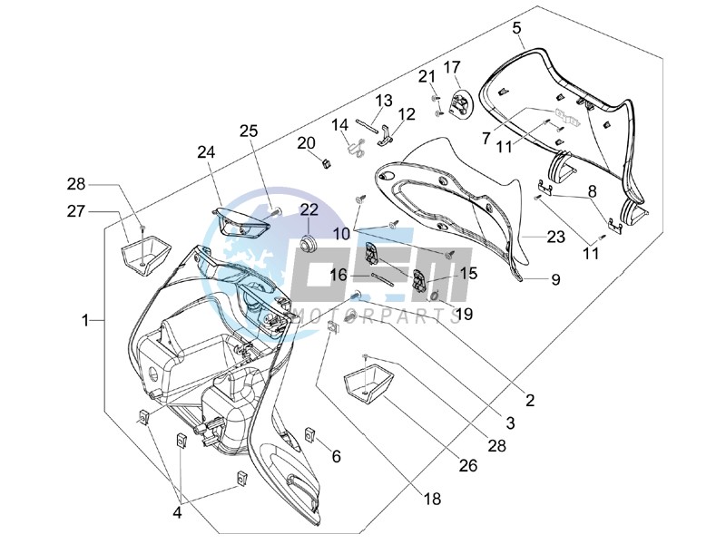 Front glove-box - Knee-guard panel