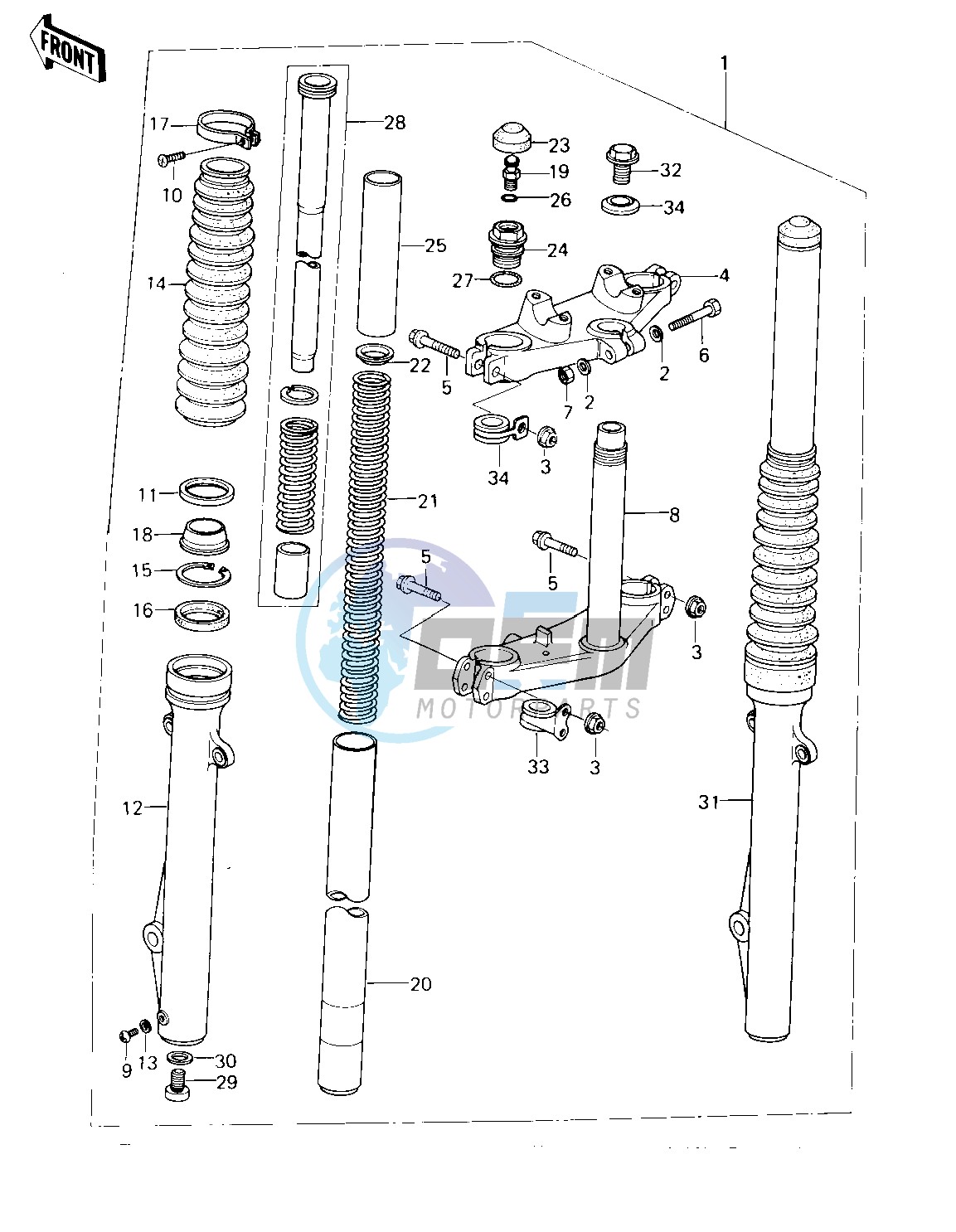 FRONT FORK -- 80-81 KL250-A3_A4- -