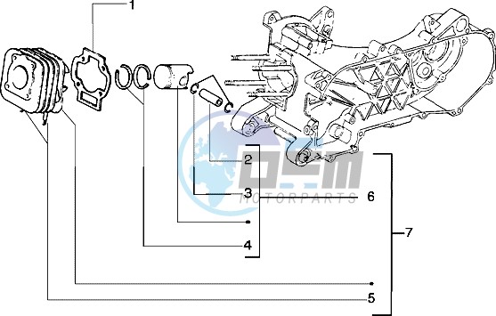 Cylinder-piston-wrist pin assy