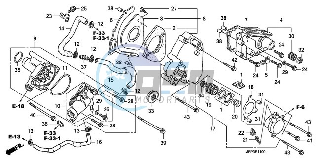 LEFT REAR COVER/WATER PUM P