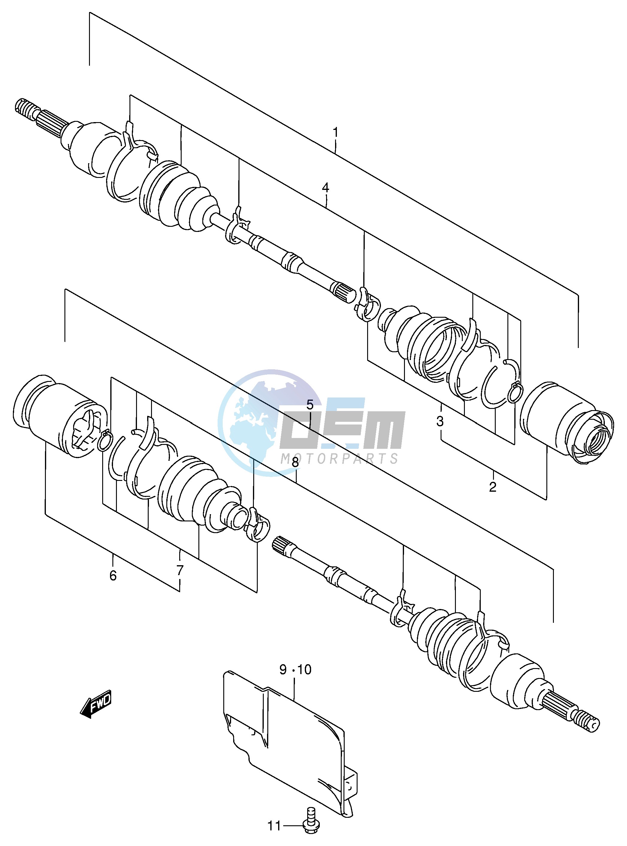 FRONT DRIVE SHAFT (MODEL W X)